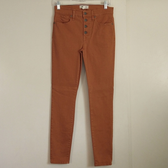 Madewell 9" Mid Rise Skinny Ankle Jeans Buttons Fly Copper Color Size 26 - Picture 3 of 16
